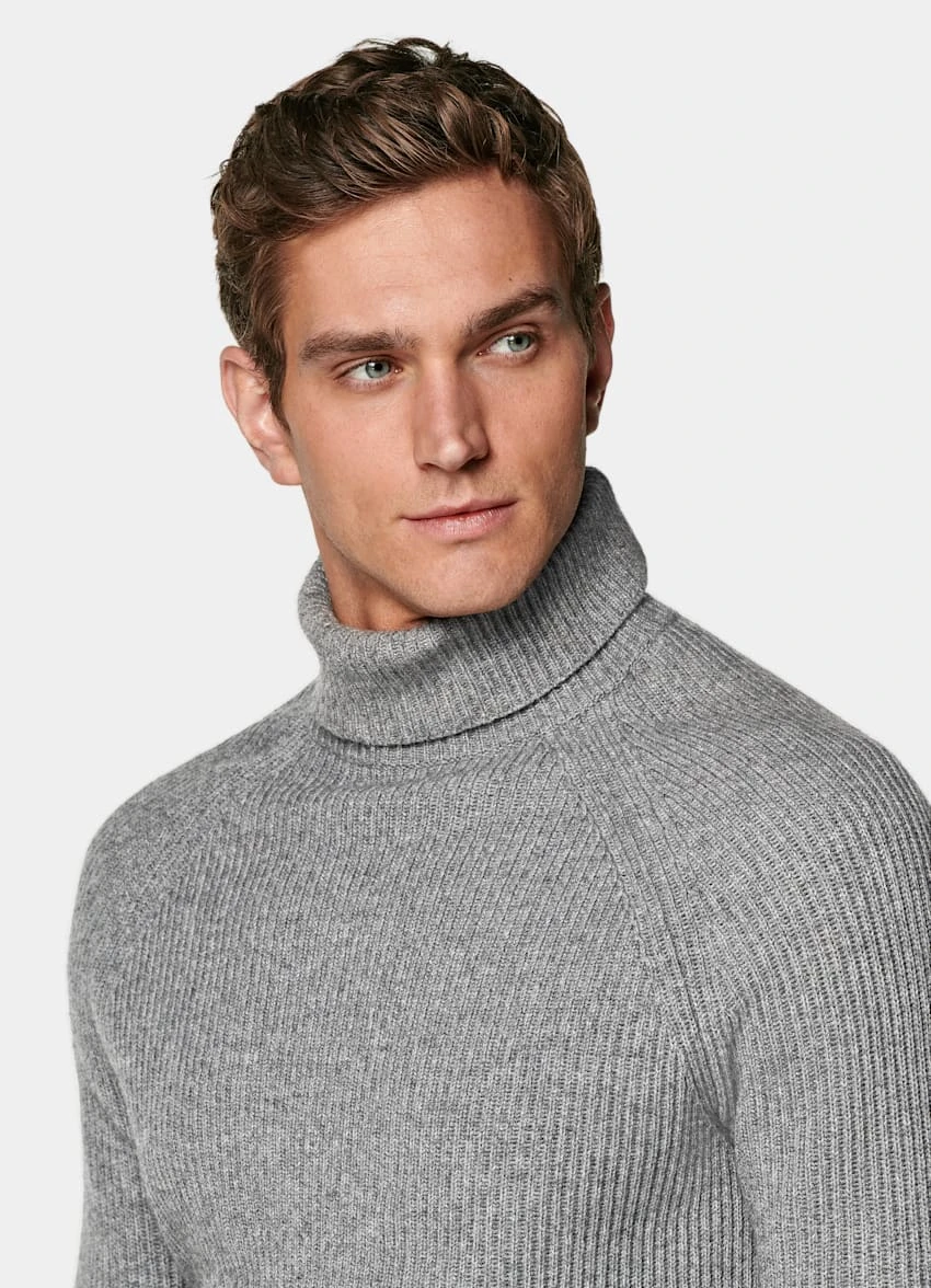 Grey Ribbed Turtleneck 1 Grey Ribbed Turtleneck