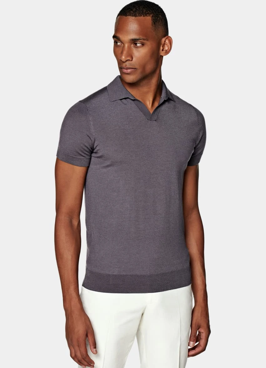 Purple Buttonless Polo Shirt 2 Purple Buttonless Polo Shirt - Image 2