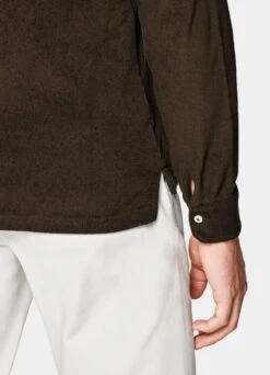 Dark Brown Long Sleeve Terry Polo Shirt 9 Dark Brown Long Sleeve Terry Polo Shirt -Suit Supply SW1529 103