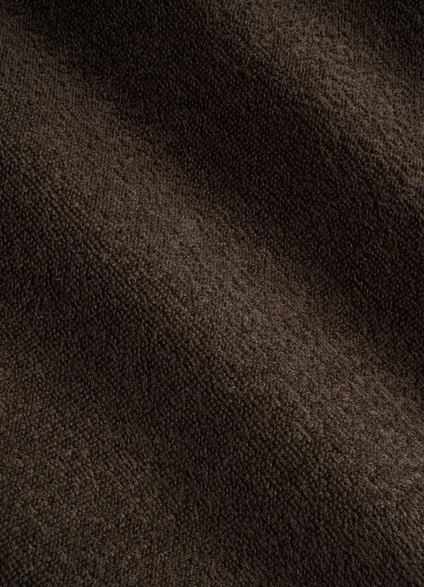 Dark Brown Long Sleeve Terry Polo Shirt 6 Dark Brown Long Sleeve Terry Polo Shirt - Image 6