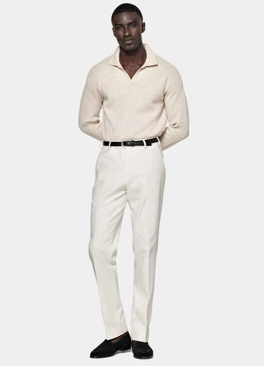 Light Brown Ribbed Long Sleeve Buttonless Polo Shirt 4 Light Brown Ribbed Long Sleeve Buttonless Polo Shirt - Image 4