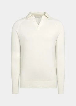 Off-White Long Sleeve Polo Shirt -Suit Supply SW1532 25