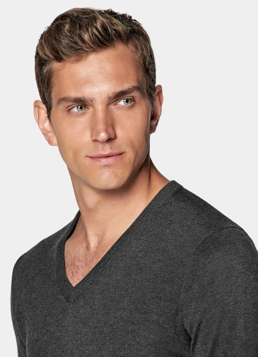 Dark Grey V-Neck 1 Dark Grey V-Neck