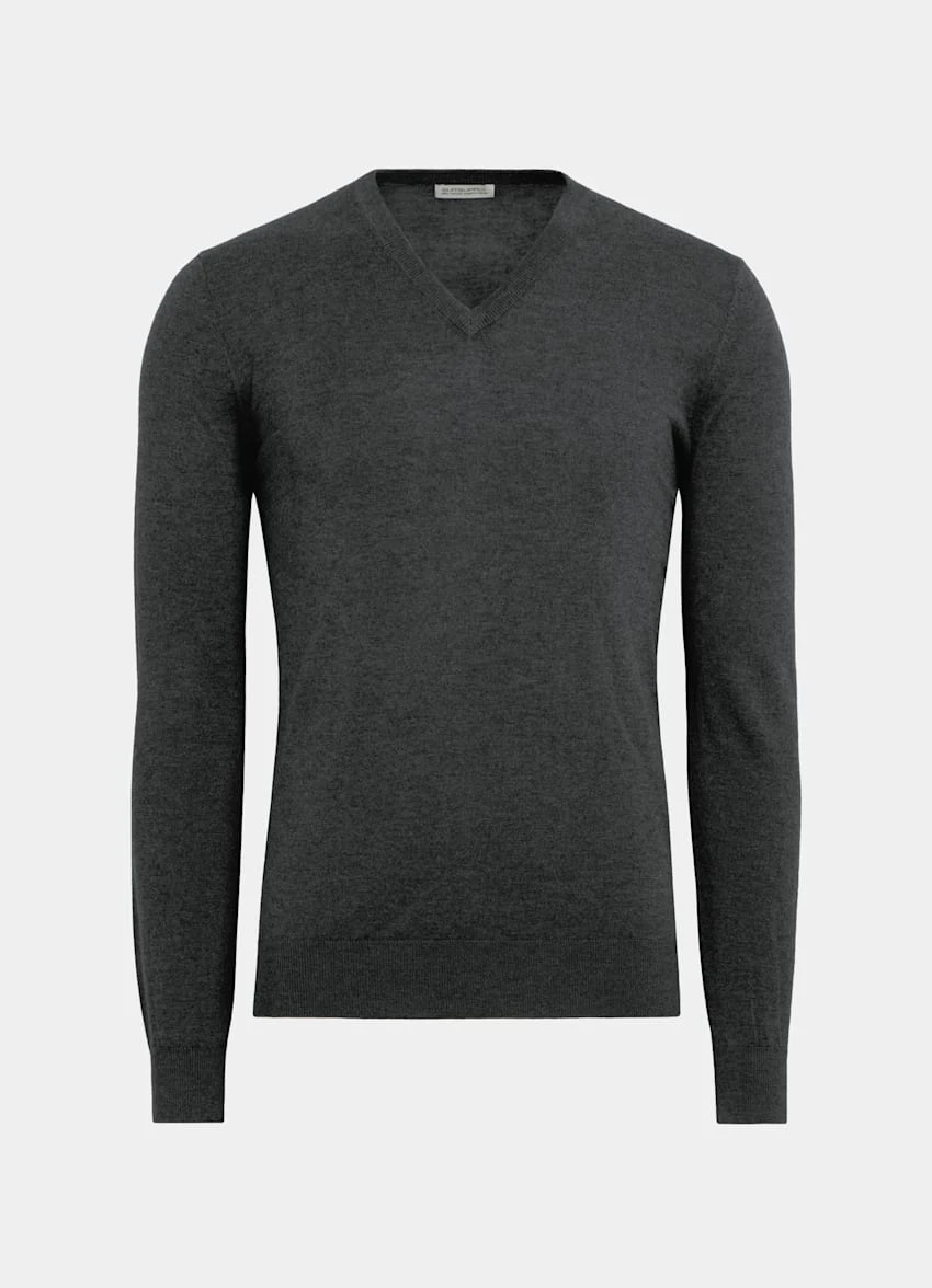 Dark Grey V-Neck 8 Dark Grey V-Neck - Image 8