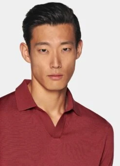 Red Buttonless Polo Shirt