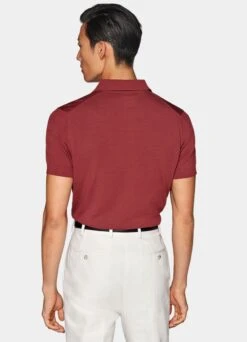 Red Buttonless Polo Shirt 12 Red Buttonless Polo Shirt -Suit Supply SW1640 105