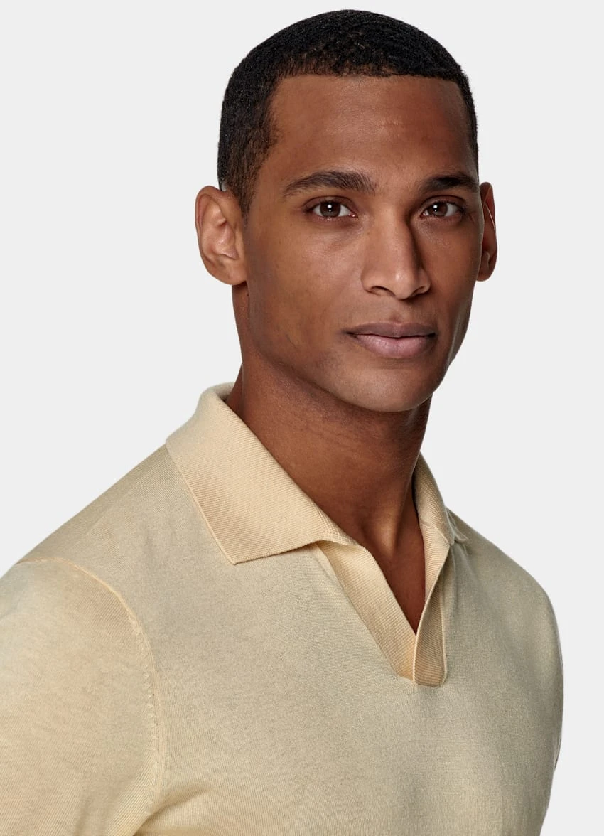 Sand Buttonless Polo Shirt 1 Sand Buttonless Polo Shirt