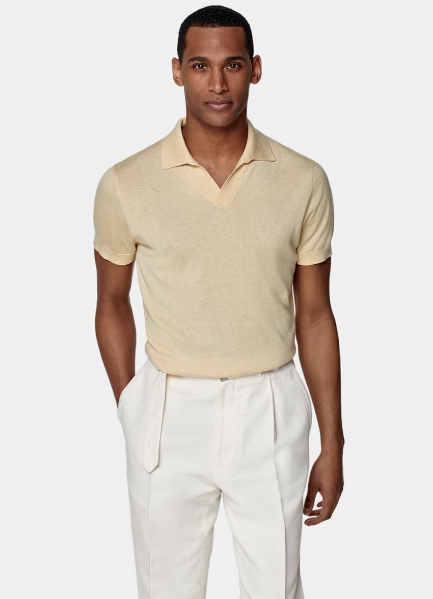 Sand Buttonless Polo Shirt 2 Sand Buttonless Polo Shirt - Image 2