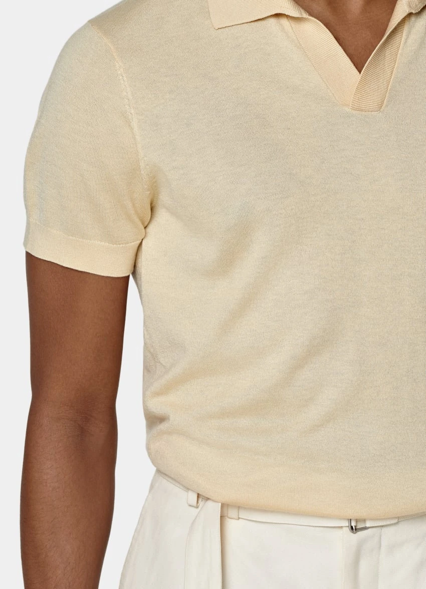 Sand Buttonless Polo Shirt 3 Sand Buttonless Polo Shirt - Image 3