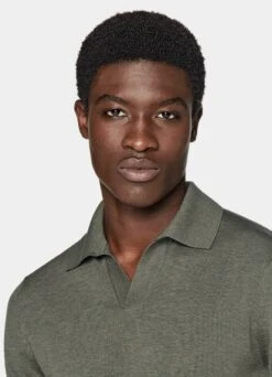 Dark Green Buttonless Polo Shirt