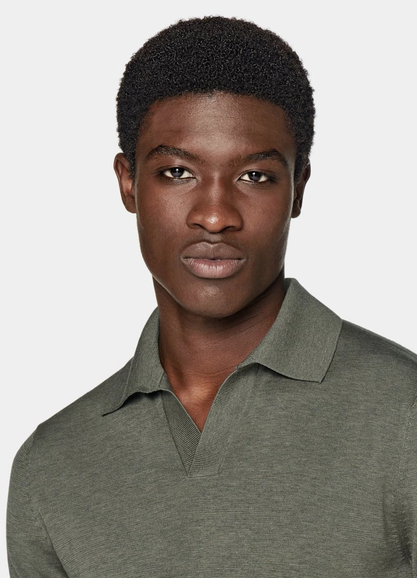 Dark Green Buttonless Polo Shirt 1 Dark Green Buttonless Polo Shirt