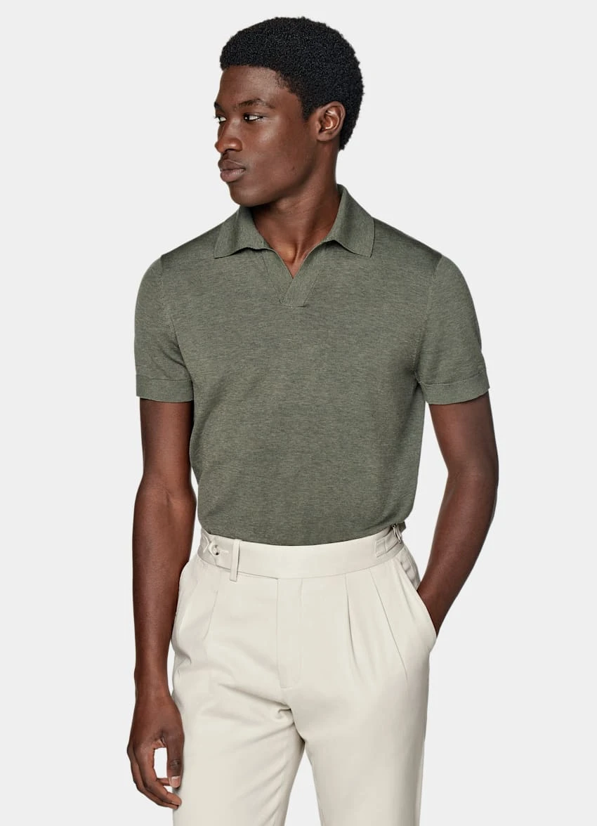 Dark Green Buttonless Polo Shirt 2 Dark Green Buttonless Polo Shirt - Image 2
