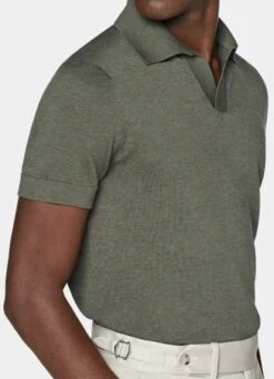 Dark Green Buttonless Polo Shirt 10 Dark Green Buttonless Polo Shirt -Suit Supply SW1643 103