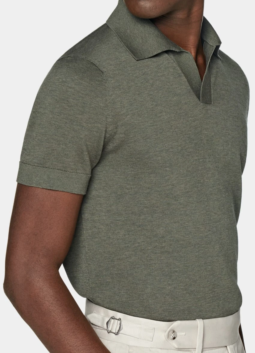 Dark Green Buttonless Polo Shirt 3 Dark Green Buttonless Polo Shirt - Image 3