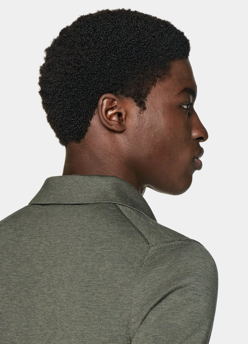 Dark Green Buttonless Polo Shirt 6 Dark Green Buttonless Polo Shirt - Image 6