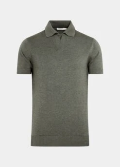 Dark Green Buttonless Polo Shirt 15 Dark Green Buttonless Polo Shirt -Suit Supply SW1643 25