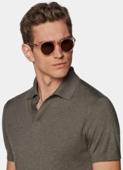 Taupe Buttonless Polo Shirt