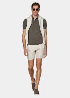 Taupe Buttonless Polo Shirt 11 Taupe Buttonless Polo Shirt -Suit Supply SW1648 104