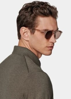 Taupe Buttonless Polo Shirt 13 Taupe Buttonless Polo Shirt -Suit Supply SW1648 106