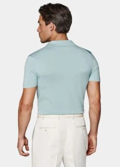 Mint Blue Buttonless Polo Shirt 12 Mint Blue Buttonless Polo Shirt -Suit Supply SW1650 105
