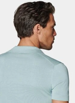 Mint Blue Buttonless Polo Shirt 13 Mint Blue Buttonless Polo Shirt -Suit Supply SW1650 106