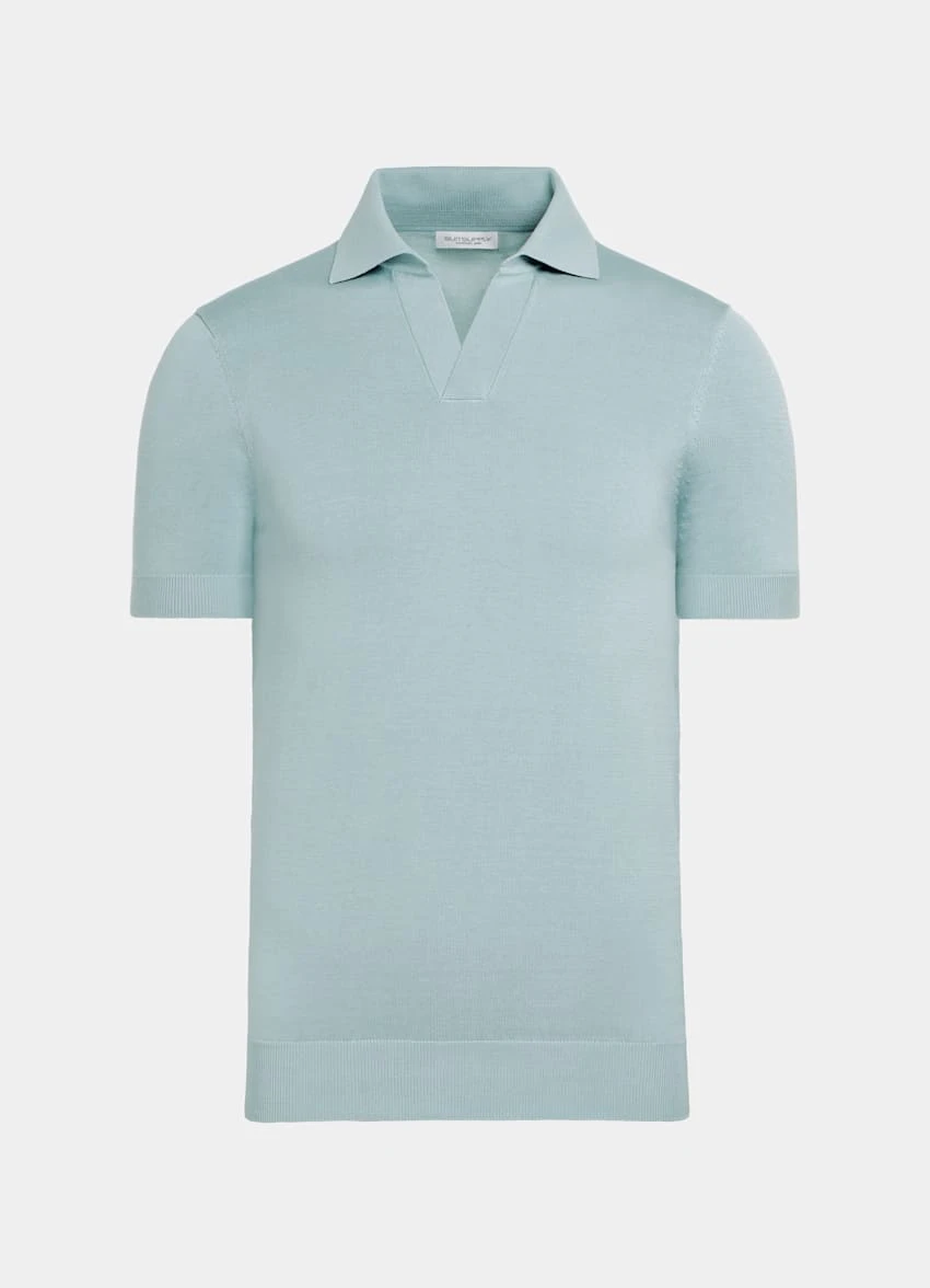 Mint Blue Buttonless Polo Shirt 8 Mint Blue Buttonless Polo Shirt - Image 8