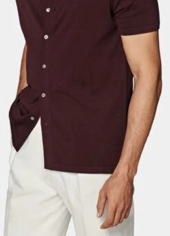 Burgundy Polo Cardigan 9 Burgundy Polo Cardigan -Suit Supply SW1651 103