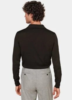 Dark Brown Long Sleeve Polo Shirt 12 Dark Brown Long Sleeve Polo Shirt -Suit Supply SW1657 105