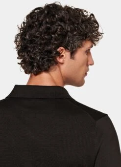 Dark Brown Long Sleeve Polo Shirt 13 Dark Brown Long Sleeve Polo Shirt -Suit Supply SW1657 106