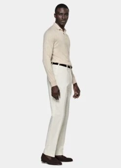 Sand Long Sleeve Polo Shirt -Suit Supply SW1658 104