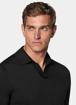 Black Buttonless Polo Shirt