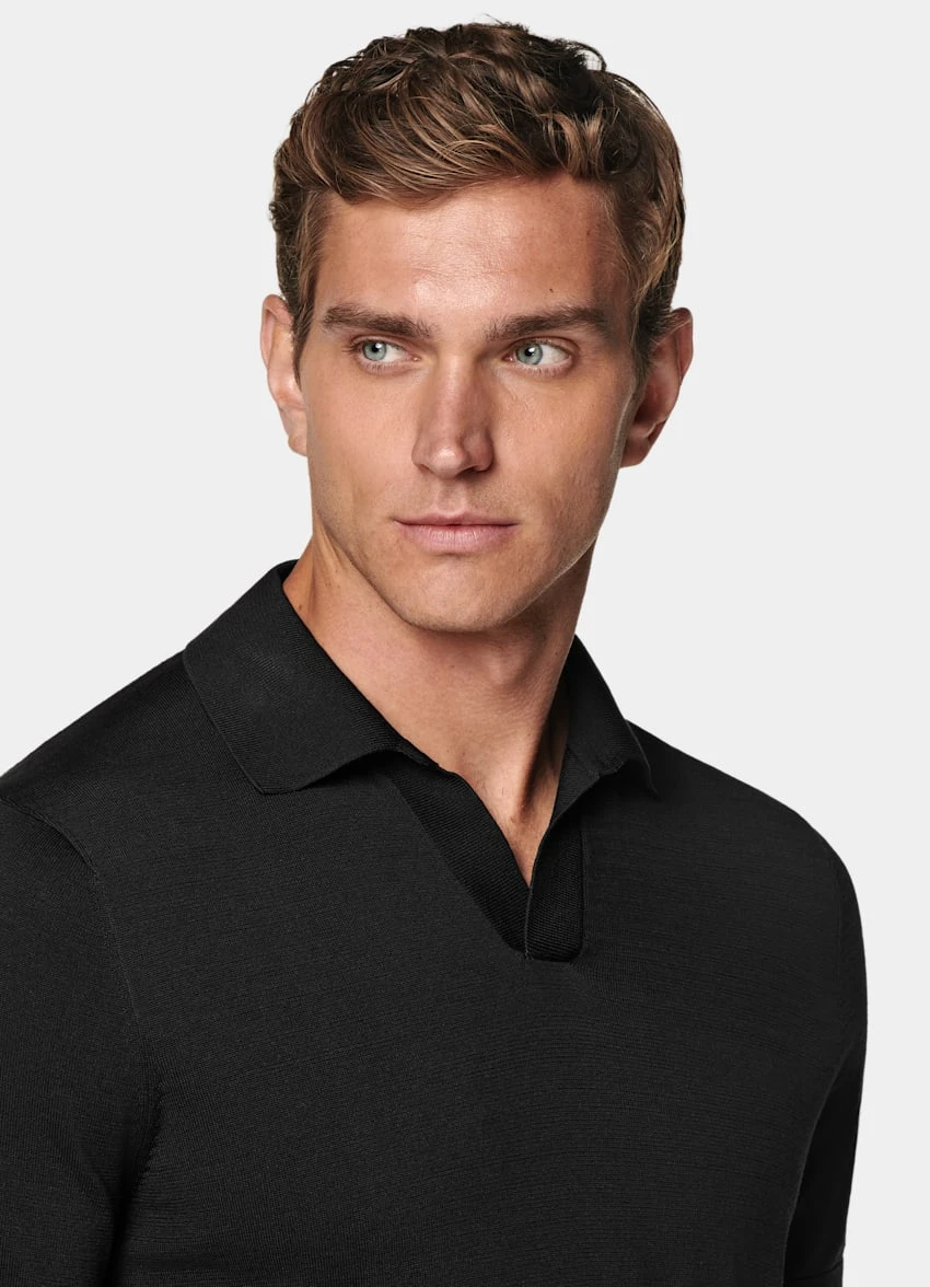 Black Buttonless Polo Shirt 1 Black Buttonless Polo Shirt