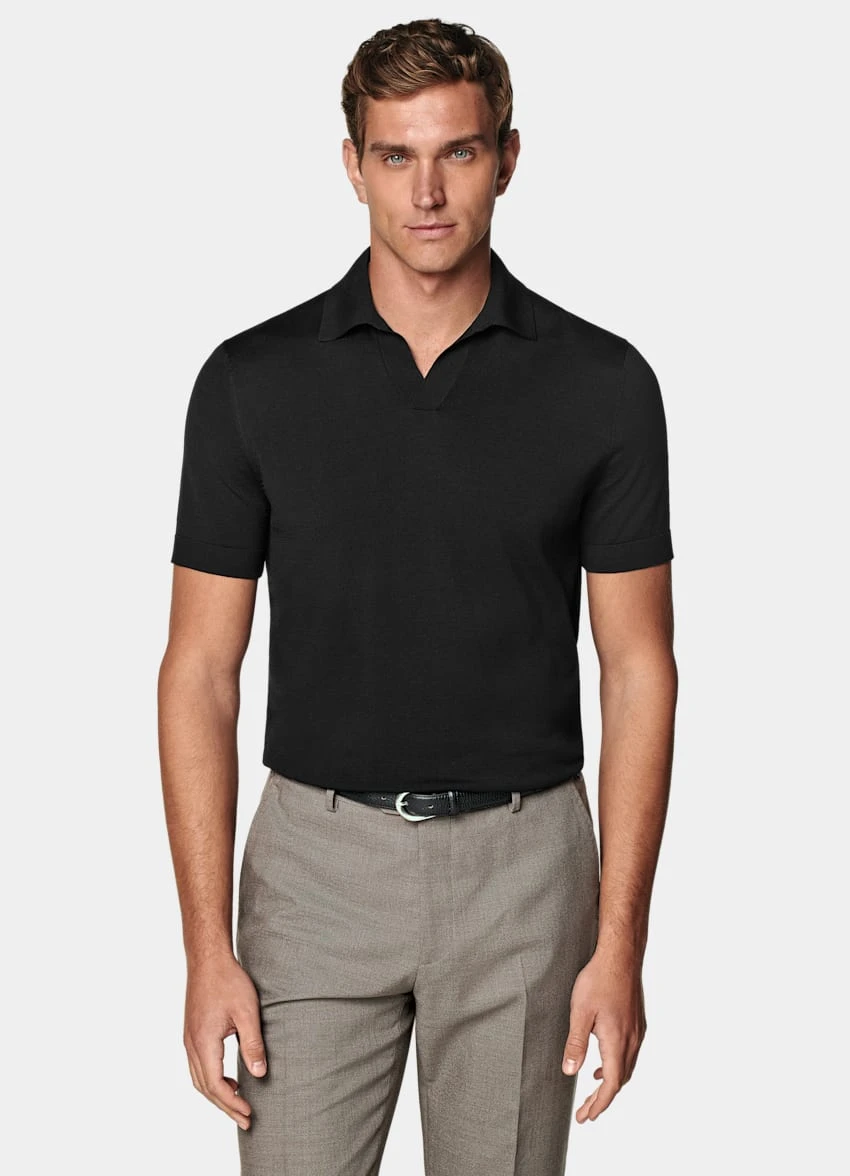 Black Buttonless Polo Shirt 2 Black Buttonless Polo Shirt - Image 2
