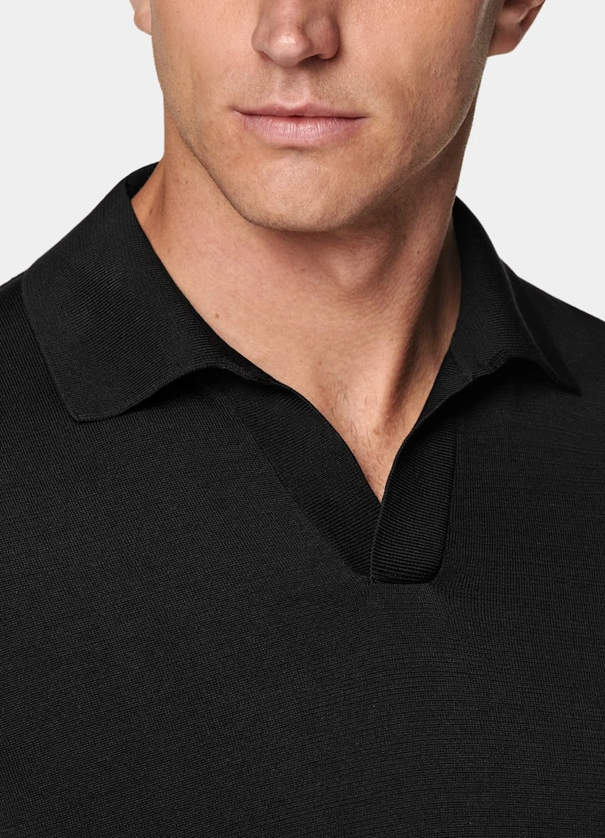 Black Buttonless Polo Shirt 3 Black Buttonless Polo Shirt - Image 3
