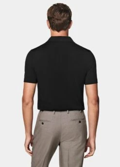 Black Buttonless Polo Shirt 12 Black Buttonless Polo Shirt -Suit Supply SW1667 105