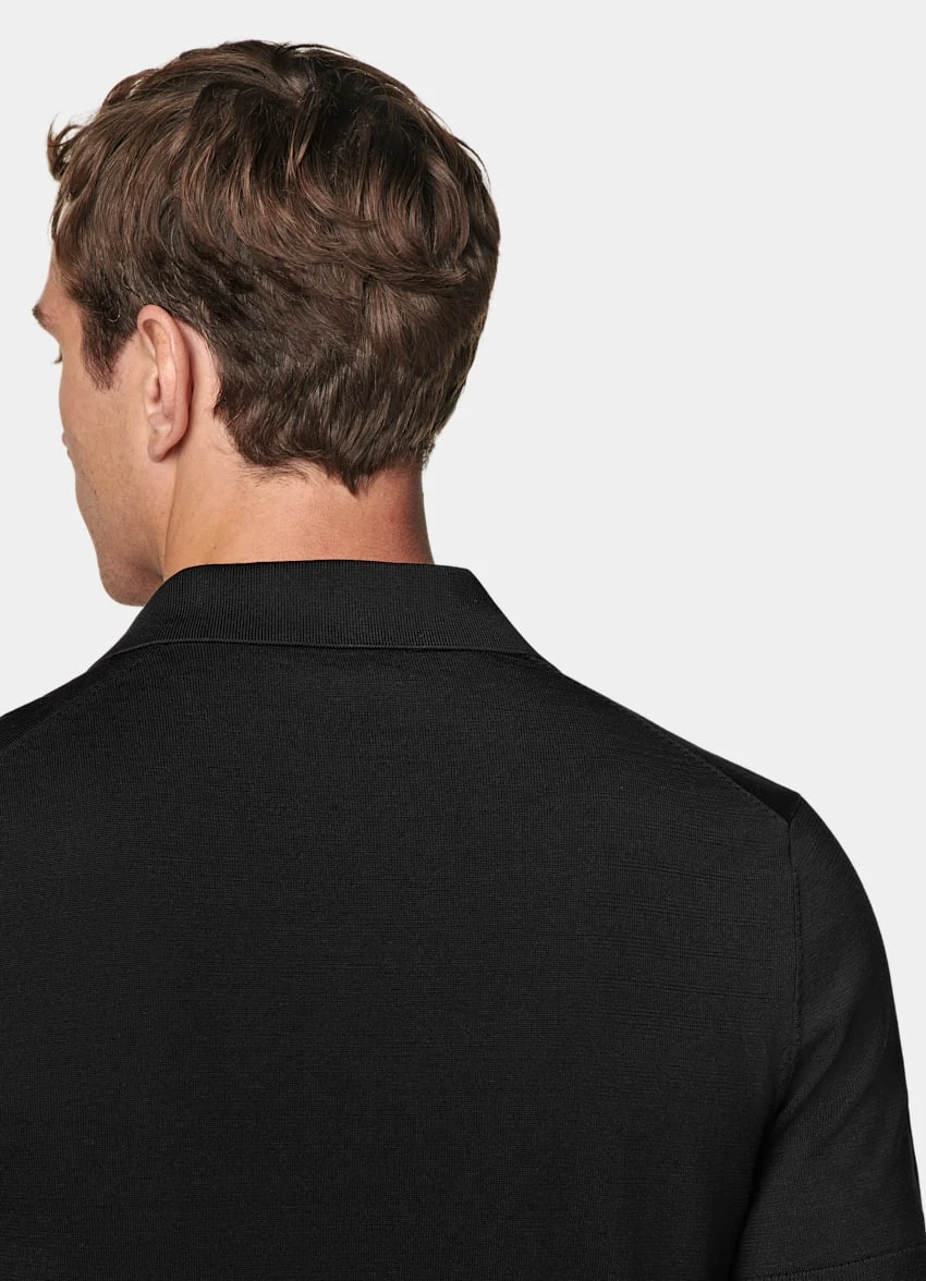Black Buttonless Polo Shirt 6 Black Buttonless Polo Shirt - Image 6