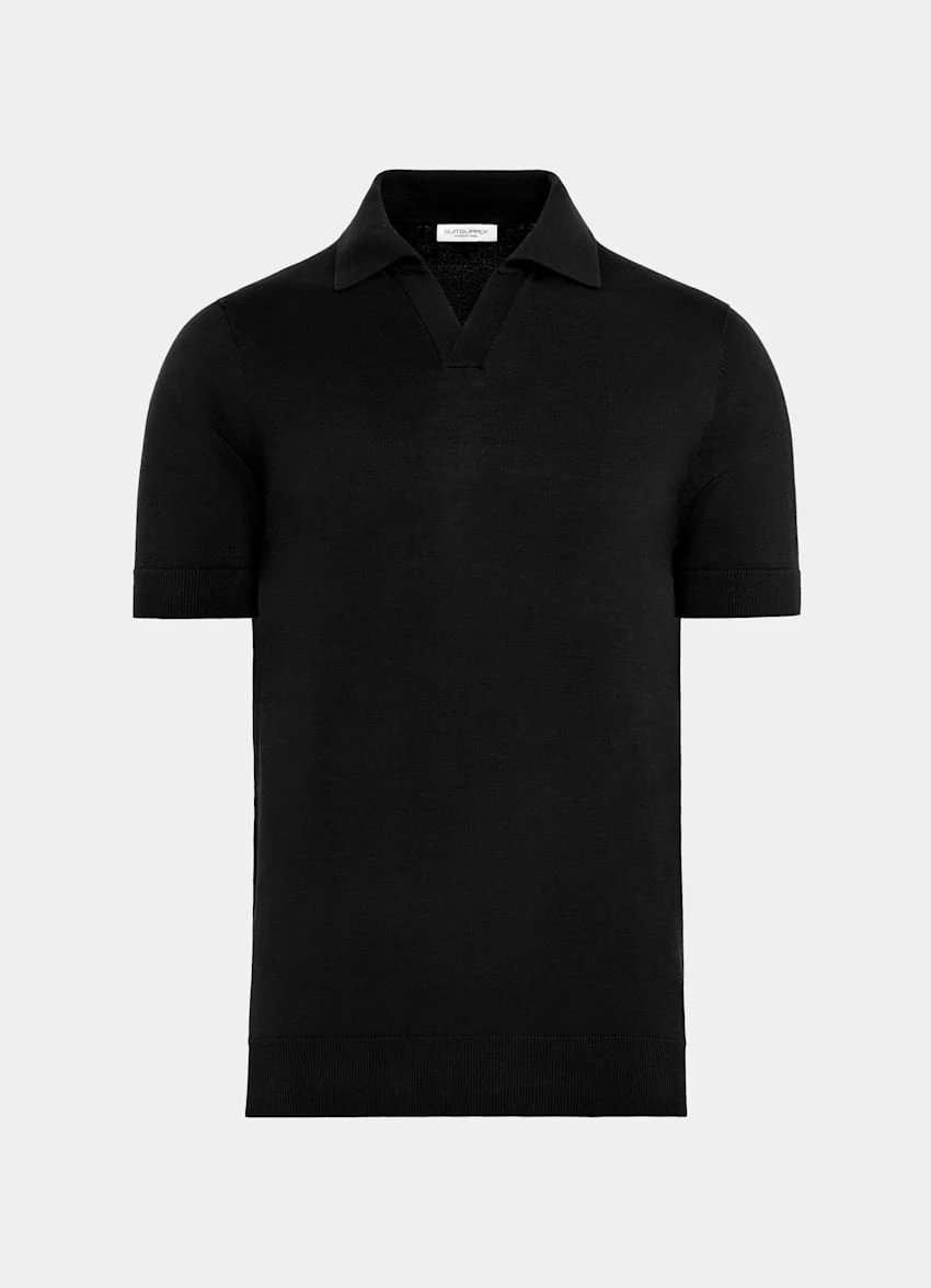 Black Buttonless Polo Shirt 8 Black Buttonless Polo Shirt - Image 8