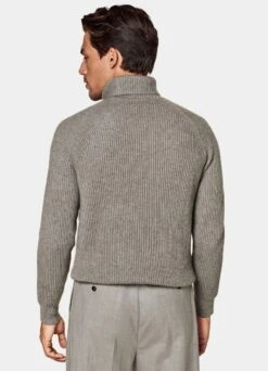 Taupe Ribbed Turtleneck 12 Taupe Ribbed Turtleneck -Suit Supply SW1717 105
