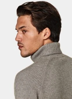 Taupe Ribbed Turtleneck 13 Taupe Ribbed Turtleneck -Suit Supply SW1717 106