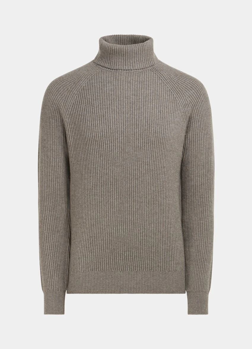 Taupe Ribbed Turtleneck 8 Taupe Ribbed Turtleneck - Image 8