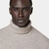 Sand Ribbed Turtleneck