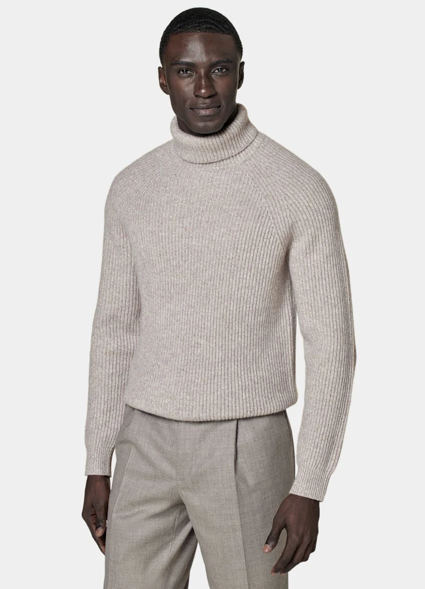 Sand Ribbed Turtleneck 2 Sand Ribbed Turtleneck - Image 2