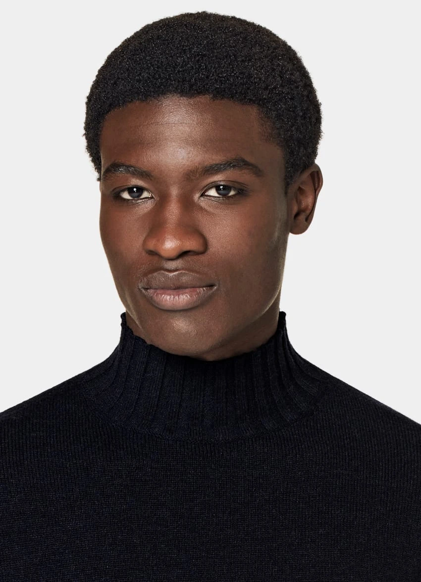 Navy Mock Neck 1 Navy Mock Neck