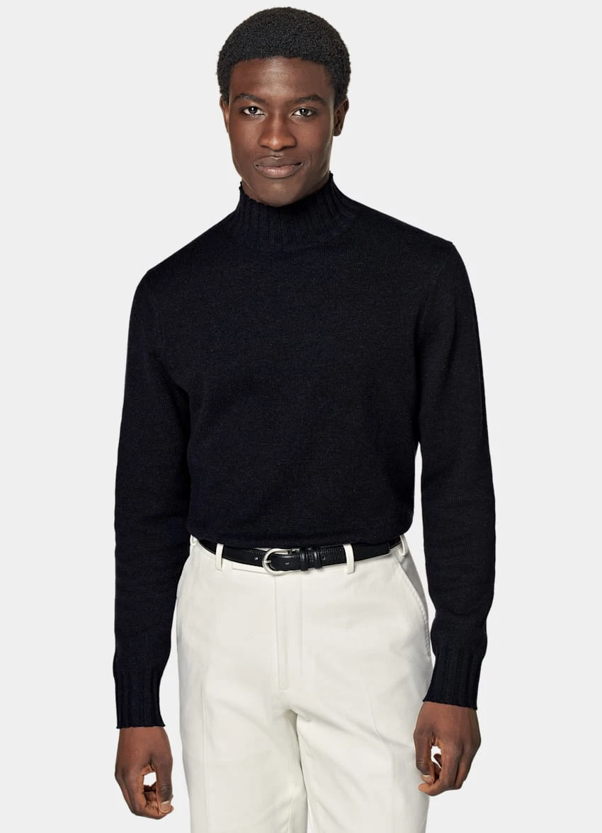 Navy Mock Neck 2 Navy Mock Neck - Image 2