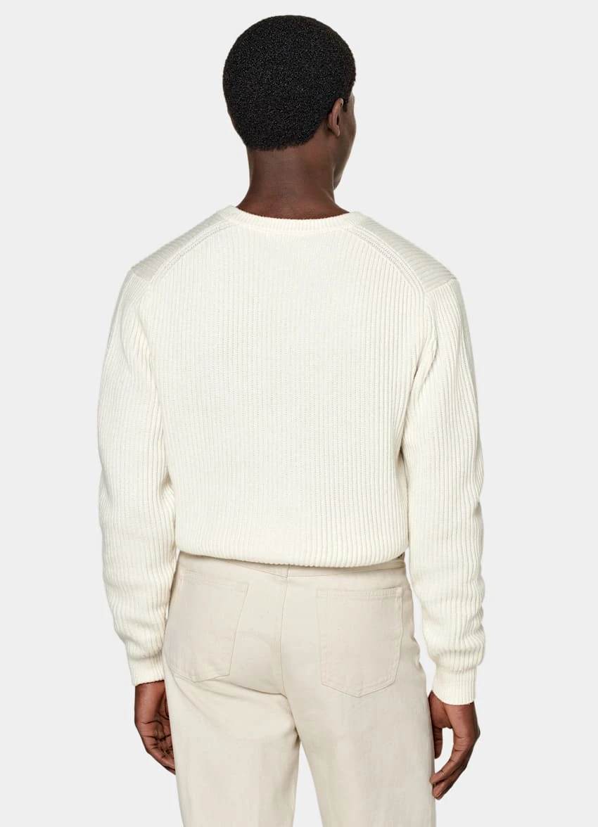Off-White Ribbed V-Neck 5 Off-White Ribbed V-Neck - Image 5