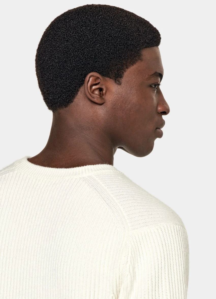 Off-White Ribbed V-Neck 6 Off-White Ribbed V-Neck - Image 6