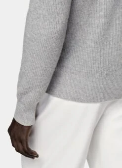 Light Grey Ribbed Zip Cardigan 10 Light Grey Ribbed Zip Cardigan -Suit Supply SW1729 103