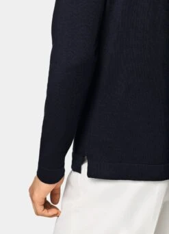 Navy Long Sleeve Polo Cardigan 9 Navy Long Sleeve Polo Cardigan -Suit Supply SW1730 103