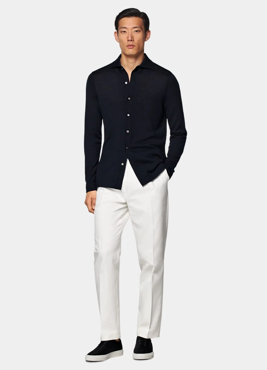 Navy Long Sleeve Polo Cardigan 4 Navy Long Sleeve Polo Cardigan - Image 4