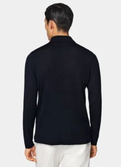 Navy Long Sleeve Polo Cardigan 11 Navy Long Sleeve Polo Cardigan -Suit Supply SW1730 105